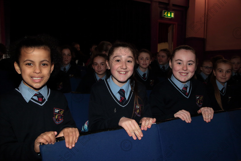 Feis12042018Thu05 
 5
Jane O’Meara, Ava O’Shea and Katie O’Connor from Scoil Aiseiri Chríost.
 Singing Class: 84: “The Sr. M. Benedicta Memorial Perpetual Cup” Primary School Unison Choirs Section 1 Feis Maitiú 92nd Festival held in Fr. Mathew Hall. EEjob 28/03/2018 Picture: Gerard Bonus