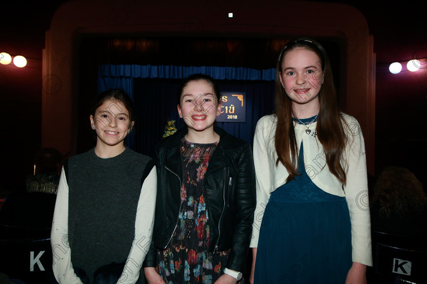 Feis26022018Mon03 
 3
Performers Juliet Jolley, Grace Murphy and Natasha Lotty from Kinsale, Blarney and Frankfield
 Speech and Drama Class: 364: Solo Verse Speaking Girls 11 Years and Under Section 2 Feis Maitiú 92nd Festival held in Fr. Mathew Hall. EEjob 26/02/2018 Picture: Gerard Bonus.