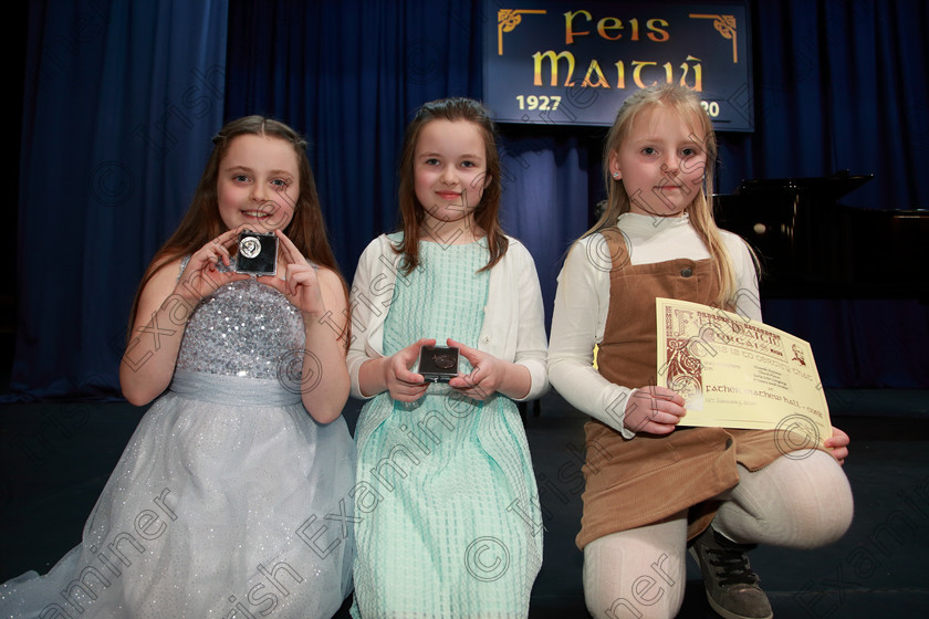Feis12022020Wed23 
 23
First & Silver Medal; Layla Rose O’Shea from Midleton Second & Bronze Medal; Lily O’Keeffe from Ballincollig with Third Place; Niamh Hannah from Ballyspillane

Class:55: Girls Solo Singing 9 Years and Under

Feis20: Feis Maitiú festival held in Father Mathew Hall: EEjob: 11/02/2020: Picture: Ger Bonus.