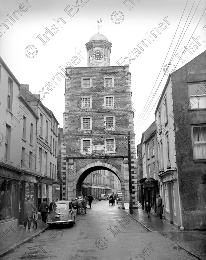 1176696 1176696 
 Clock Tower, Main Street, Youghal 09/12/1953 Ref. 351G Old black and white east cork