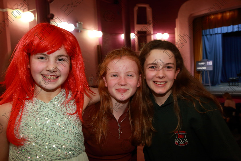 Feis05032019Tue29 
 29
Performers Clodagh O’Sullivan, Ciara Coughlan and Lillie Brind from Kilworth.

Class: 113: “The Edna McBirney Memorial Perpetual Award”
Solo Action Song 12 Years and Under –Section 3 An action song of own choice.

Feis Maitiú 93rd Festival held in Fr. Mathew Hall. EEjob 05/03/2019. Picture: Gerard Bonus