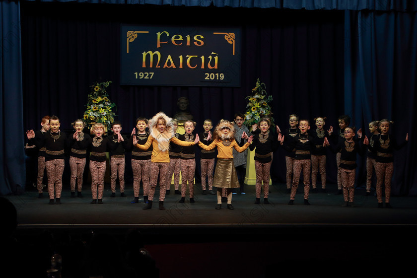 Feis12022019Tue22 
 17~24
Timoleague NS performing extracts from “The Lion King”.

Class: 104: “The Pam Golden Perpetual Cup” Group Action Songs -Primary Schools Programme not to exceed 8 minutes.

Feis Maitiú 93rd Festival held in Fr. Mathew Hall. EEjob 12/02/2019. Picture: Gerard Bonus