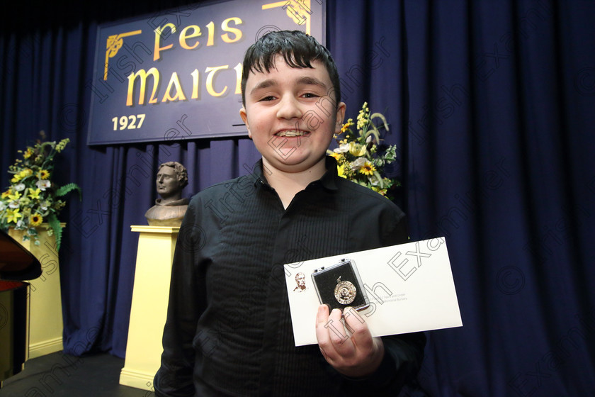 Feis31012019Thur16 
 16
Silver Medallist Jack Crohan from Kerry.

Feis Maitiú 93rd Festival held in Fr. Matthew Hall. EEjob 31/01/2019. Picture: Gerard Bonus

Class: 165: Piano Solo 12YearsandUnder (a) Prokofiev –Cortege de Sauterelles (Musique d’enfants). (b) Contrasting piece of own choice not to exceed 3 minutes.