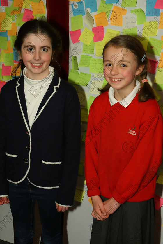 Feis21032018Wed01 
 1
Performers Méabh Nic Aoidh and Lauren Ní Thoibín from Gaelscoil Uí Drisceoíl.
 Labhairt na Filíocht agus Míreanna Drámaíochta Class: 516: Bhéarslabhairt 9 Bliana D’Aois Nó Faoina Roinn 1 Feis Maitiú 92nd Festival held in Fr. Mathew Hall. EEjob 21/03/2018 Picture: Gerard Bonus