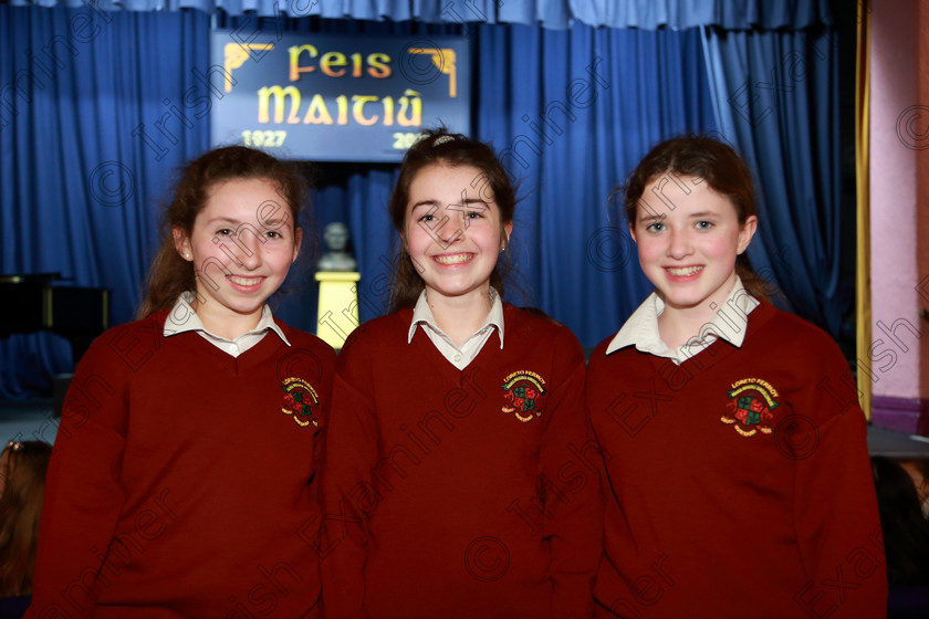 Feis26022020Wed31 
 31
Lucy Powell, Eva Kennedy and Leah Nolan from Loreto 1st Year Choir A.

Class:83: “The Loreto Perpetual Cup” Secondary School Unison Choirs

Feis20: Feis Maitiú festival held in Father Mathew Hall: EEjob: 26/02/2020: Picture: Ger Bonus.