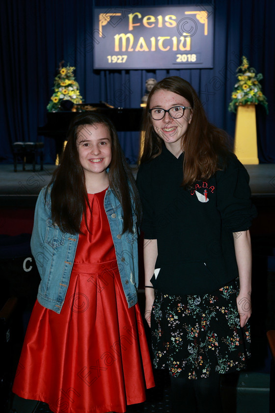 Feis05032018Mon17 
 17
Robyn Morrissey and Lily Carey Murphy from Ballincollig and Ashmount.

Singing and School Choirs Class: 53: Girls Solo Singing 13 Years and Under –Section 2 Feis Maitiú 92nd Festival held in Fr. Mathew Hall. EEjob 05/03/2018 Picture: Gerard Bonus.