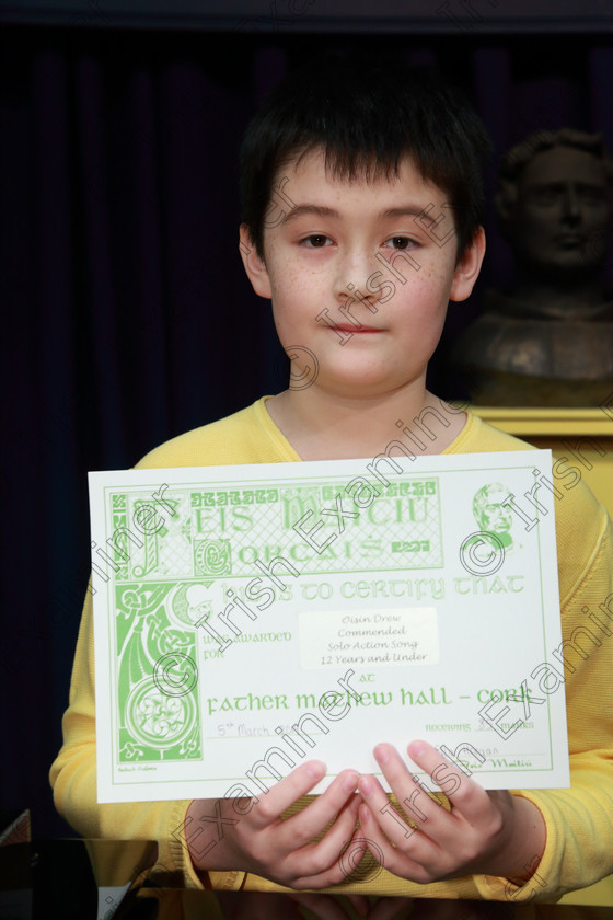 Feis05032019Tue18 
 18
Commended Oisín Drew from Rockboro for singing “Alone In The Universe” from Seussical the Musical.

Class: 113: “The Edna McBirney Memorial Perpetual Award” Solo Action Song 12 Years and Under –Section 2 An action song of own choice.

Feis Maitiú 93rd Festival held in Fr. Mathew Hall. EEjob 05/03/2019. Picture: Gerard Bonus