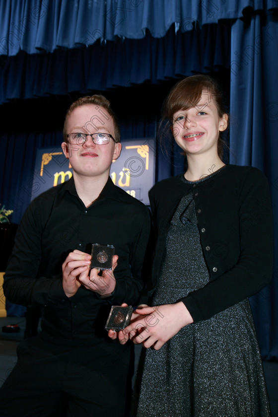 Feis01022018Thu10 
 10
Bronze Medallists Brother and Sister Duo Cillian Ó Cathasaigh and Niamh Ní Cathasaigh from Farran.
 Instrumental Music Class: 267: Duo Classes and Chamber Music Junior Feis Maitiú 92nd Festival held in Fr. Matthew Hall. EEjob 01/02/2018 Picture: Gerard Bonus.