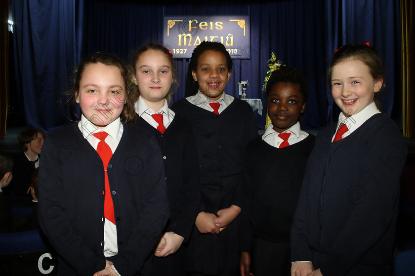 Feis23022018Fri53 
 53
Performers Olivia, Patricia, Mira, Ruth and Ellie from Presentation Bandon.
 Speech and Drama Class: 476: “The Peg O’Mahony Memorial Perpetual Cup” Choral Speaking 4th Class Feis Maitiú 92nd Festival held in Fr. Mathew Hall. EEjob 23/02/2018 Picture: Gerard Bonus.