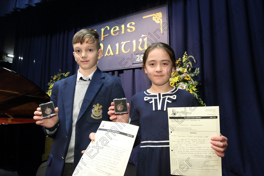 Feis31012019Thur17 
 17
Bronze Medallists Giacomo Cammoranesi from Ballintemple and Katie Foster from Cahersiveen, Co Kerry.

Feis Maitiú 93rd Festival held in Fr. Matthew Hall. EEjob 31/01/2019. Picture: Gerard Bonus

Class: 165: Piano Solo 12YearsandUnder (a) Prokofiev –Cortege de Sauterelles (Musique d’enfants). (b) Contrasting piece of own choice not to exceed 3 minutes.