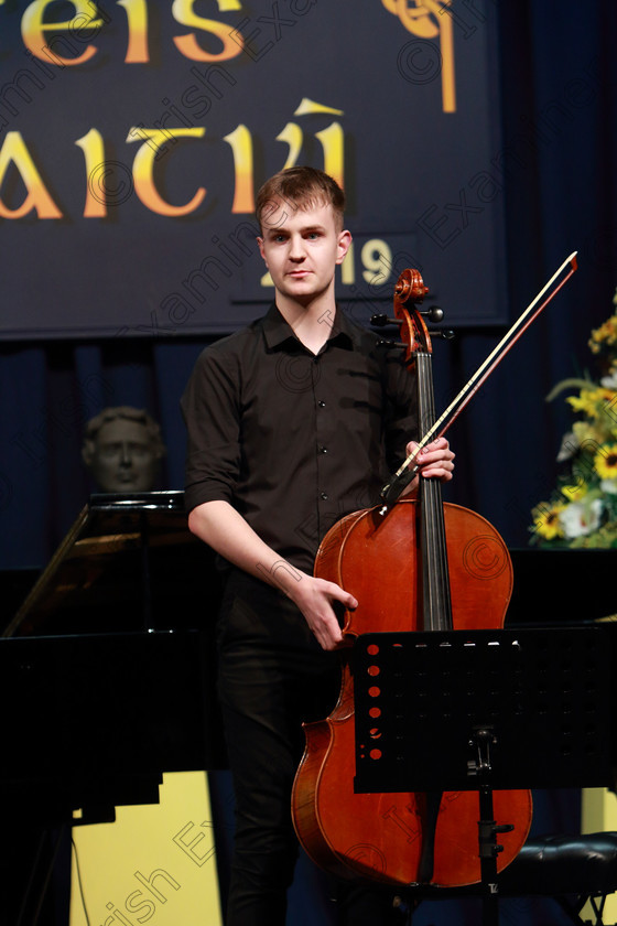 Feis0602109Wed27 
 27~29
Jack Ryan from Carrigaline playing Beethovan’s Cello Sonata No. 4 orchestra provided by Denise Crowley.

Class: 247: “The Rotary Club of Cork Perpetual Cup” Violoncello Solo Senior (a) Debussy –Prologue, 1stmvt. from Sonata. (b) Contrasting piece not to exceed 5 minutes.

Feis Maitiú 93rd Festival held in Fr. Matthew Hall. EEjob 06/02/2019. Picture: Gerard Bonus