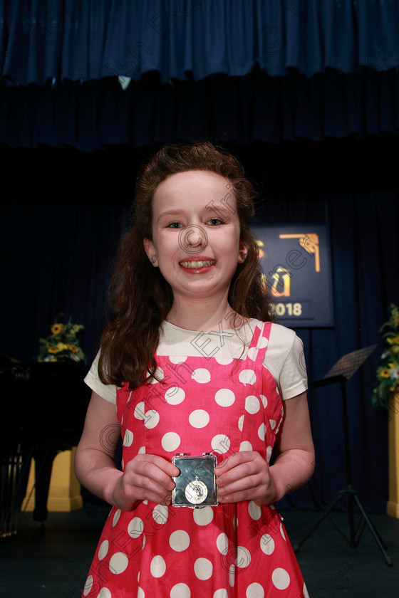 Feis06032018Tue25 
 25
Silver Medallist Emma Coakley from Watergrasshill for her performance of “Good Morning” from Hairspray. 
 Singing and School Choirs Class: 113: “The Edna McBirney Memorial Perpetual Award” Solo Action Song 12 Years and Under Section 2 Feis Maitiú 92nd Festival held in Fr. Mathew Hall. EEjob 06/03/2018 Picture: Gerard Bonus.