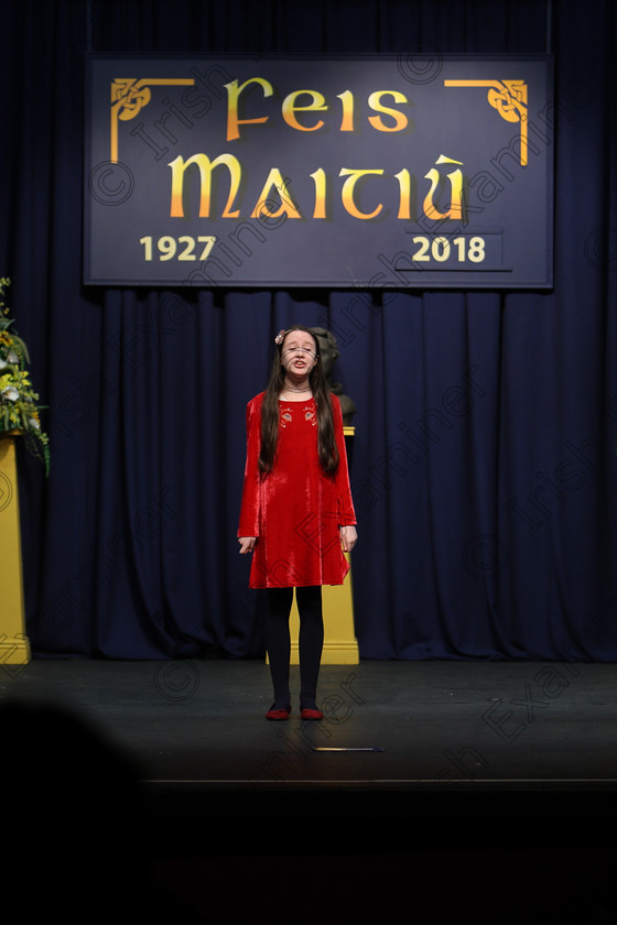 Feis12032018Mon15 
 15
Performer Grace O’Toole from Douglas reciting her poem
 Speech and Drama Class: 365: Solo Verse Speaking Girls 10 Years and Under Section 4 Feis Maitiú 92nd Festival held in Fr. Mathew Hall. EEjob 12/03/2018 Picture: Gerard Bonus