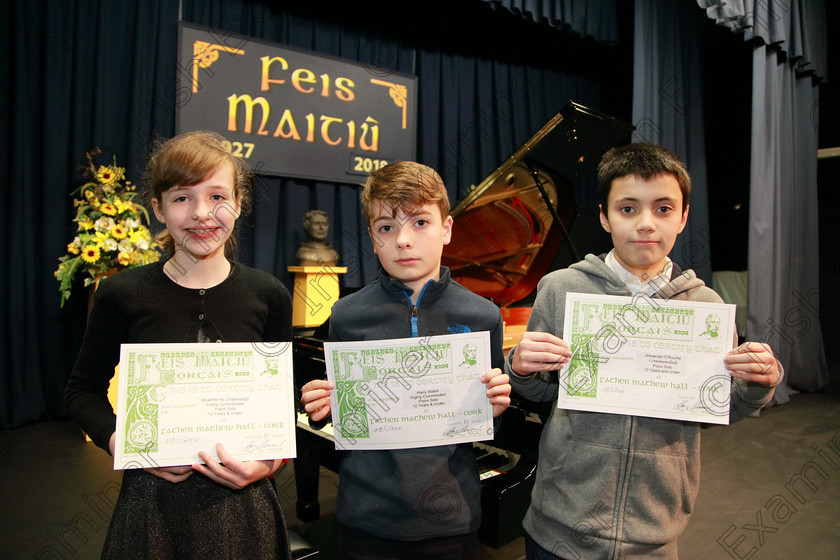 Feis29012018Mon20 
 20
Meadhbh Ní Chathasigh from Farran; Harry Walsh from Rochestown and Alex O’Rourke from Model Farm Road each received A Highly Commended.
 EEjob 29/01/2018 
Feis Maitiú 92nd Festival held in Fr. Matthew Hall 
Picture: Gerard Bonus

Class: 165: Piano Solo 12 years and Under