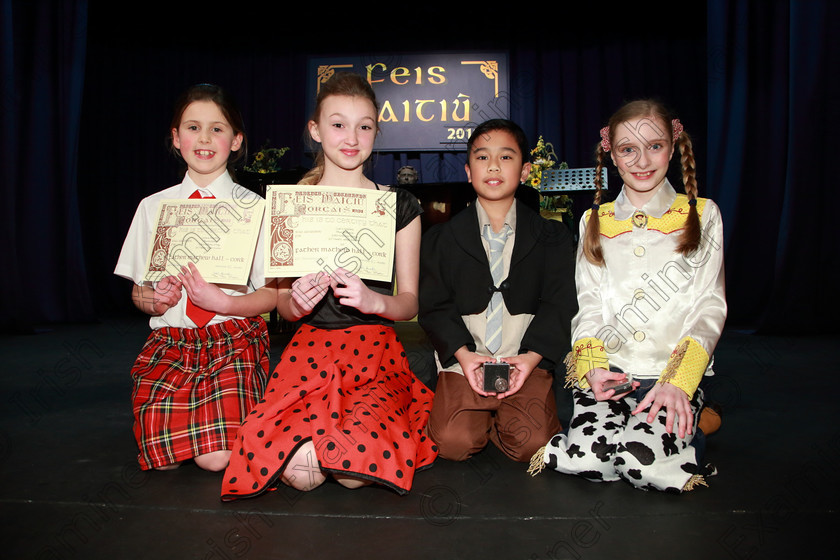 Feis26022019Tue70 
 70
Joint 3rd place Ciara Murphy from Donoughmore and Lia Crowley from Carrigaline; Bronze Medallist Shayne Limansag from Montenotte and Silver Medallist Charlotte Walmsley from Douglas.

Class: 114: “The Henry O’Callaghan Memorial Perpetual Cup” Solo Action Song 10 Years and Under –Section 1 An action song of own choice.

Feis Maitiú 93rd Festival held in Fr. Mathew Hall. EEjob 26/02/2019. Picture: Gerard Bonus