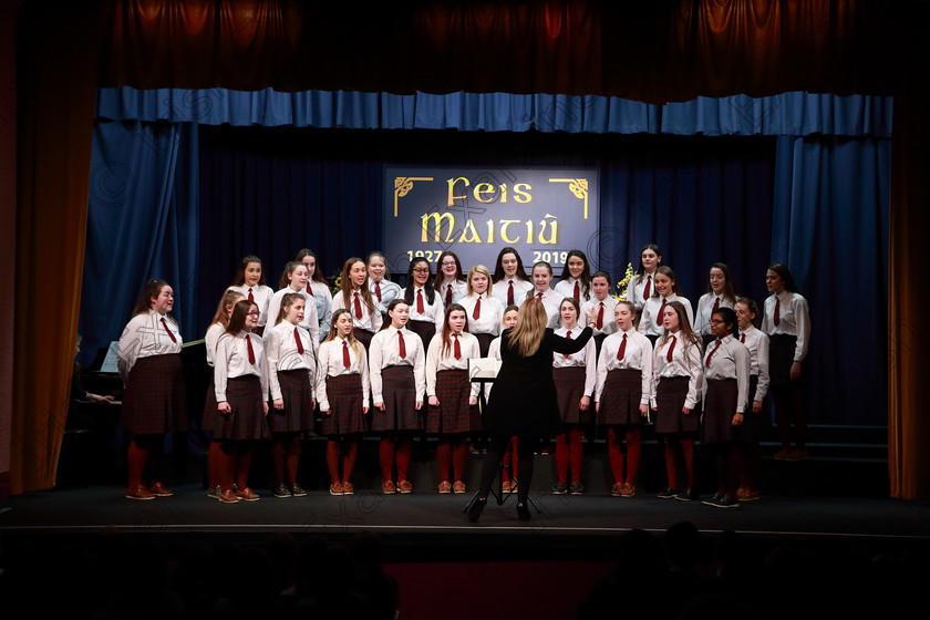 Feis27022019Wed24 
 24~27
Sacred Heart School Tullamore singing “Puttin on the Ritz” by Fred Astaire conducted by Regina McCarthy.

Class: 77: “The Father Mathew Hall Perpetual Trophy” Sacred Choral Group or Choir 19 Years and Under Two settings of Sacred words.
Class: 80: Chamber Choirs Secondary School

Feis Maitiú 93rd Festival held in Fr. Mathew Hall. EEjob 27/02/2019. Picture: Gerard Bonus