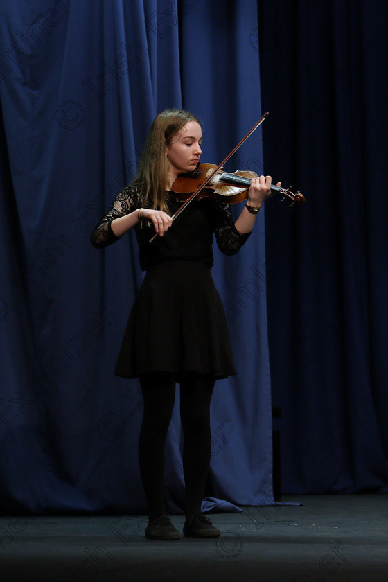 Feis09022018Fri01 
 1
Kate O’Shea performing.
 Instrumental Music Class: 232: “The Houlihan Memorial Perpetual Cup” 
String Repertoire 14 Years and Under Feis Maitiú 92nd Festival held in Fr. Mathew Hall. EEjob 09/02/2018 Picture: Gerard Bonus.