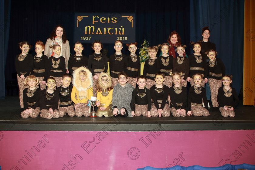 Feis12022019Tue27 
 27~28
Cup Winners Timoleague NS with teachers Áine O’Gorman, Pam Golden, Drama Teacher and Eilish Hurley.

Class: 104: “The Pam Golden Perpetual Cup” Group Action Songs -Primary Schools Programme not to exceed 8 minutes.

Feis Maitiú 93rd Festival held in Fr. Mathew Hall. EEjob 12/02/2019. Picture: Gerard Bonus