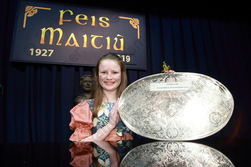 Feis05032019Tue38 
 38
Overall winner over 3 Classes, Clodagh O’Halloran from Glanmire who sang “My Own Little Corner” from Cinderella Silver Medallist of section 2.

Class: 113: “The Edna McBirney Memorial Perpetual Award”
Solo Action Song 12 Years and Under –Section 3 An action song of own choice.

Feis Maitiú 93rd Festival held in Fr. Mathew Hall. EEjob 05/03/2019. Picture: Gerard Bonus
