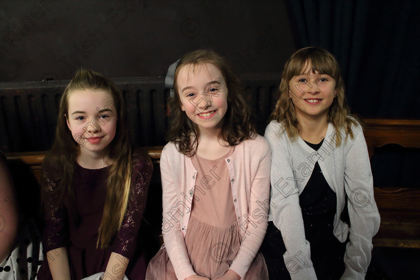 Feis07022020Fri17 
 17
Performers backstage; Rucha Murphy from Castlemartyr; Charlotte Herlihy from Ballinhassig and Eva Kidney from Cobh

Class:54: Vocal Girls Solo Singing 11 Years and Under

Feis20: Feis Maitiú festival held in Father Mathew Hall: EEjob: 07/02/2020: Picture: Ger Bonus.