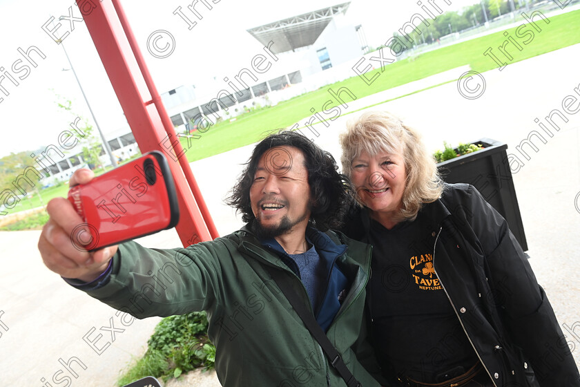 LC-bruce-fans-03 
 FEATURES IRISH EXAMINER - Fans Oba Hiroki, from Tokyo, Japan and Sharon Burns from San Francisco, USA pose for a 'selfie' after meeting at 10am roll call on Wednesday morning. They are queuing for priority admission to the Bruce Springsteen and the E Street Band stadium concert at Supervalu Pairc Ui Chaoimh, Cork. ,'Roll-Call' is at the 5 Points Coffee Kiosk at Marina Park, for fans who want to get front of stage access. Fans have to attend three roll-calls per day to maintain their position in the queue and will be escorted into the stadium venue ahead of the public gate opening, ensuring they have best positions at the barrier at the front of the stage. Some fans attending the roll call had travelled from New York, South Africa, Sweden, The Netherlands, Japan, Italy, Barcelona, and the UK as well as dedicated Irish fans. Pic Larry Cummins