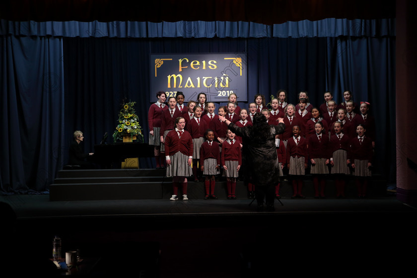 Feis12042018Thu23 
 22~27
St. Joseph’ Girls’ Choir Clonakilty singing “Lord of the Dance” and “Listen to The Rain” with Accompanist, Annabelle Adams and Conductor Joanne Walsh who went on to win the Trophy after their Bus broke down on the way to Feis. 
 Singing Class: 84: “The Sr. M. Benedicta Memorial Perpetual Cup” Primary School Unison Choirs Section 1 Feis Maitiú 92nd Festival held in Fr. Mathew Hall. EEjob 28/03/2018 Picture: Gerard Bonus