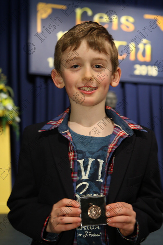 Feis21032018Wed12 
 12
Bronze Medallist Conor O’Donoghue from Gaelscoil Uí Drisceoíl.
 Labhairt na Filíocht agus Míreanna Drámaíochta Class: 516: Bhéarslabhairt 9 Bliana D’Aois Nó Faoina Roinn 1 Feis Maitiú 92nd Festival held in Fr. Mathew Hall. EEjob 21/03/2018 Picture: Gerard Bonus