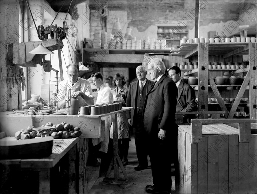 1262418 1262418 
 Bishop of Cork Dr. Daniel Cohalan pictured on a visit to Carrigaline Pottery 22/08/1931 Ref. 756A Old black and white