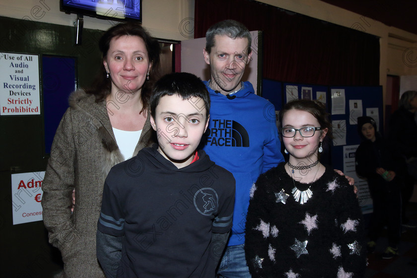 Feis31012019Thur32 
 32
Performer Alex O’Rourke from Model Farm Road with his parents Shane and Violeta and sister Selena.

Class: 164: Piano Solo 14 Years and Under (a) Schezo in B Flat D.593 No.1 (b) Contrasting piece of own choice not to exceed 3 minutes.

Feis Maitiú 93rd Festival held in Fr. Matthew Hall. EEjob 31/01/2019. Picture: Gerard Bonus