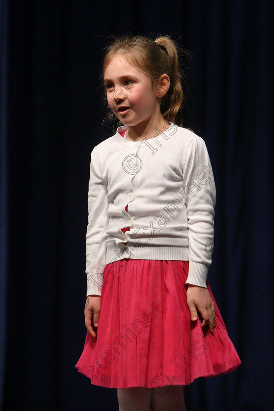 Feis24022018Sat45 
 45
Sadhbh McCarthy performing.
 Speech and Drama Class: 369: Solo Verse Speaking Girls 6 Years and Under Section 3 Feis Maitiú 92nd Festival held in Fr. Mathew Hall. EEjob 24/02/2018 Picture: Gerard Bonus.