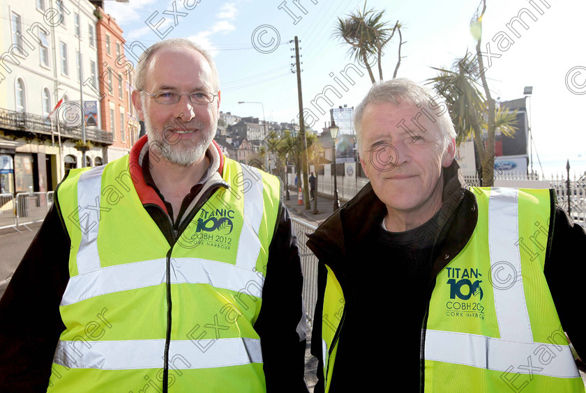 JH Cobh Car Show 02 
 ECHO NEWS: 14/04/2012; Helping out were Allan Cavanagh, Carrigaline, and Michael Lee, Cobh, at a special veteran Vintage and Classic Car show and run in Cobh during commemorations to mark the 100th anniversary of the sinking of RMS Titanic. Picture; John Hennessy (Further Info, Dick O'Brien, Cobh Classic Car Club, 086 1255709)