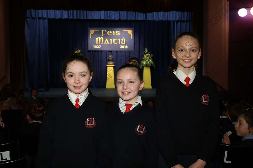 Feis23022018Fri48 
 48
Performers Abbey O’Donoghue, Sophie Cronin and Sintija Sarkovsja from St. Vincent’s NS
 Speech and Drama Class: 476: “The Peg O’Mahony Memorial Perpetual Cup” Choral Speaking 4th Class Feis Maitiú 92nd Festival held in Fr. Mathew Hall. EEjob 23/02/2018 Picture: Gerard Bonus.