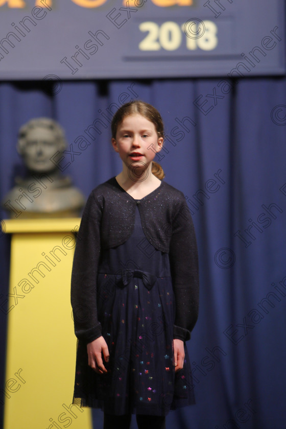 Feis25032018Sun24 
 24
Laura Moore reciting poem.
 Speech and Drama Class: 365: Solo Verse Speaking Girls 10 Years and Under Section 5 Feis Maitiú 92nd Festival held in Fr. Mathew Hall. EEjob 25/03/2018 Picture: Gerard Bonus