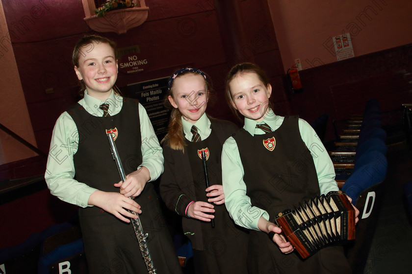 Feis12022019Tue30 
 30
Isobelle Dooley, Sarah Field and Tara Goulding from St Catherine’s NS Bishopstown.

Class: 281: “The Sarah O’Donovan Memorial Perpetual Cup” Flageolet Bands Two contrasting pieces.

Feis Maitiú 93rd Festival held in Fr. Mathew Hall. EEjob 12/02/2019. Picture: Gerard Bonus