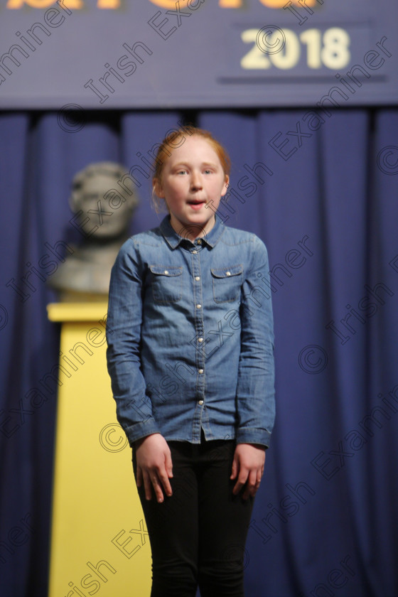 Feis25032018Sun18 
 18
Una McCarthy reciting poems.
 Speech and Drama Class: 365: Solo Verse Speaking Girls 10 Years and Under Section 5 Feis Maitiú 92nd Festival held in Fr. Mathew Hall. EEjob 25/03/2018 Picture: Gerard Bonus