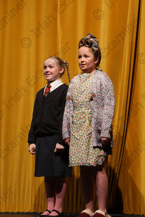 Feis24032018Sat25 
 25~27
Aisling Lombad and Ava Collins performing “Maddy Alone”.
 Speech and Drama Class: 312: Dramatic Duo 10 Years and Under Feis Maitiú 92nd Festival held in Fr. Mathew Hall. EEjob 24/03/2018 Picture: Gerard Bonus