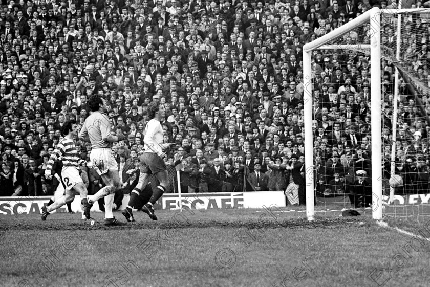 430448 
 Cork Hibernians player Dave Wiggington watches the ball go just past the post in the League of Ireland play-off decider against Shamrock Rovers at Dalymount Park, Dublin.
26/04/1971 Ref. 126/3
100 Cork Sporting Heroes Old black and white