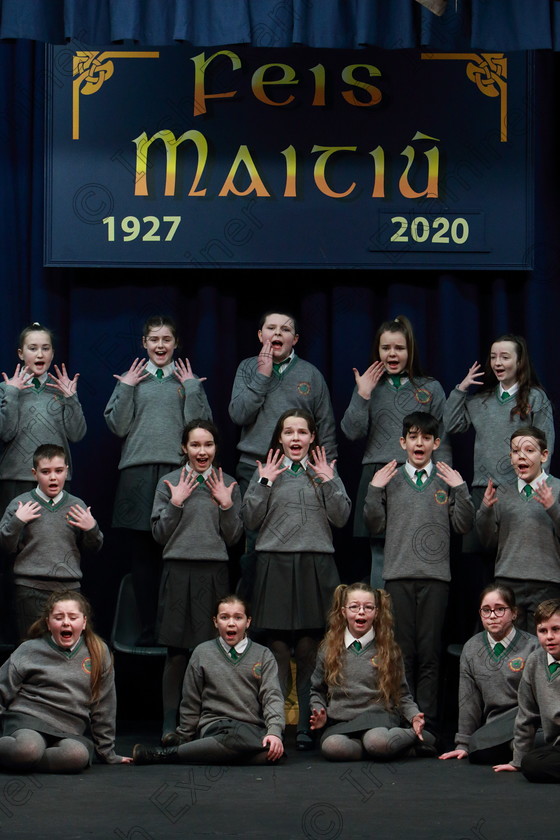 Feis12032020Thur20 
 16~23
Cup Winners an Teaghlaigh Naofa Ballyphehane performing Sick.

Class:474: “The Junior Perpetual Cup” 6th Class Choral Speaking

Feis20: Feis Maitiú festival held in Father Mathew Hall: EEjob: 12/03/2020: Picture: Ger Bonus.