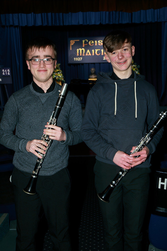 Feis09022018Fri19 
 19
Performers Daire Sweeney and James Gibson from Rochestown and Glanmire.
 Instrumental Music Class: 212: Woodwind Solo16 Years and Under Feis Maitiú 92nd Festival held in Fr. Mathew Hall. EEjob 09/02/2018 Picture: Gerard Bonus.