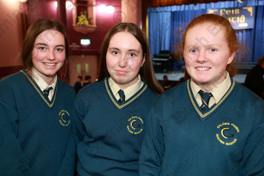 Feis26022020Wed41 
 41
Meadhbh Power, Emily Power Vaughan and Emma Dennehy from Glanmire Community School.

Feis20: Feis Maitiú festival held in Father Mathew Hall: EEjob: 26/02/2020: Picture: Ger Bonus.