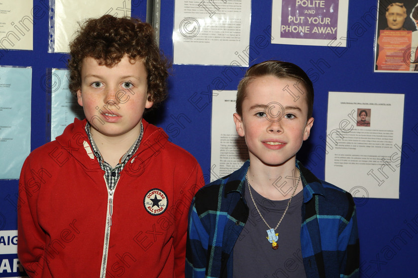 Feis15032018Thu06 
 6
Performers Noah Cahill and Michael Doherty from Mourn Abbey and Youghal.
 Speech and Drama Class: 378: Solo Verse Speaking Boys 11 Years and Under Section 2 Feis Maitiú 92nd Festival held in Fr. Mathew Hall. EEjob 15/03/2018 Picture: Gerard Bonus.