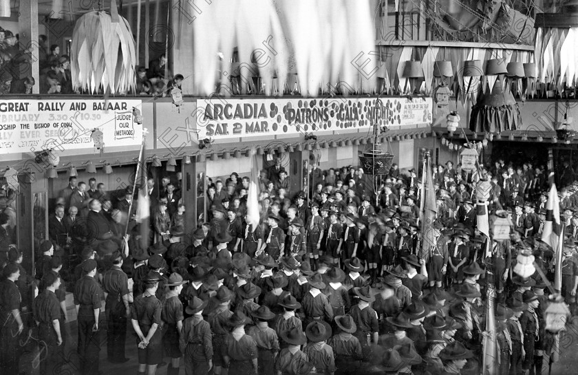 1251672 1251672 
 Boy Scouts of Ireland rally at Arcadia Ballroom, Cork opened by Bishop Cohalan 20/2/1935 Ref. 472B old black and white scouting