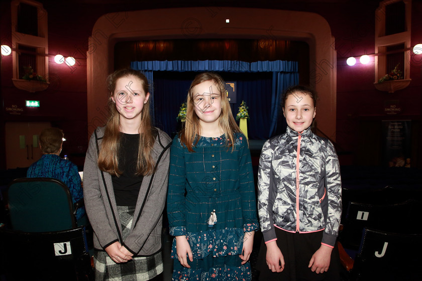 Feis26022019Tue29 
 29
Performers Caoilin McCarthy, Isabelle Moore and Ellarose McDonnell from Rathbarry and Killeagh.

Class: 53: Girls Solo Singing 13 Years and Under–Section 1 John Rutter –A Clare Benediction (Oxford University Press).

Feis Maitiú 93rd Festival held in Fr. Mathew Hall. EEjob 26/02/2019. Picture: Gerard Bonus
