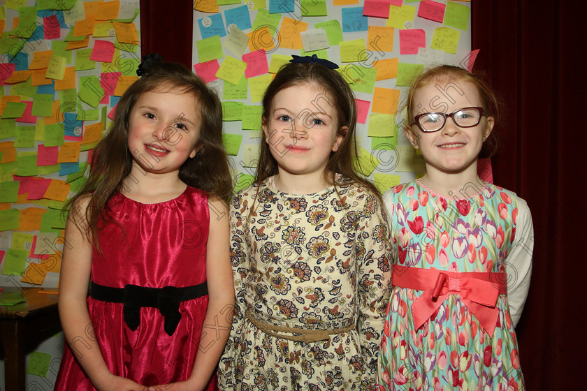 Feis21032018Wed16 
 16
Performers Ellie Long, Eabha Ní Fhlatharta and Naoise Cremin from Glanmire.
 Labhairt na Filíocht agus Míreanna Drámaíochta Class: 517: “Corn Helen” Bhéarslabhairt 7 Bliana D’Aois Nó Faoina –Roinn 1 Feis Maitiú 92nd Festival held in Fr. Mathew Hall. EEjob 21/03/2018 Picture: Gerard Bonus.