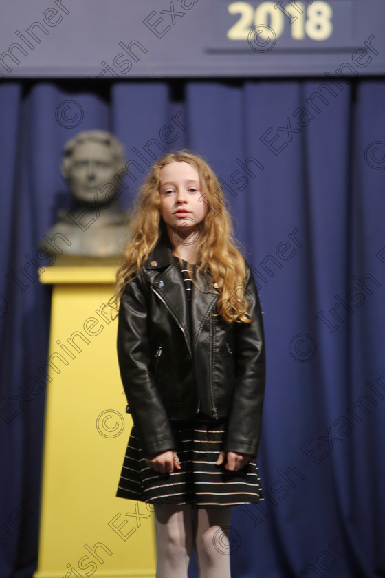 Feis25032018Sun19 
 19
Beth O’Donnell reciting poems.
 Speech and Drama Class: 365: Solo Verse Speaking Girls 10 Years and Under Section 5 Feis Maitiú 92nd Festival held in Fr. Mathew Hall. EEjob 25/03/2018 Picture: Gerard Bonus