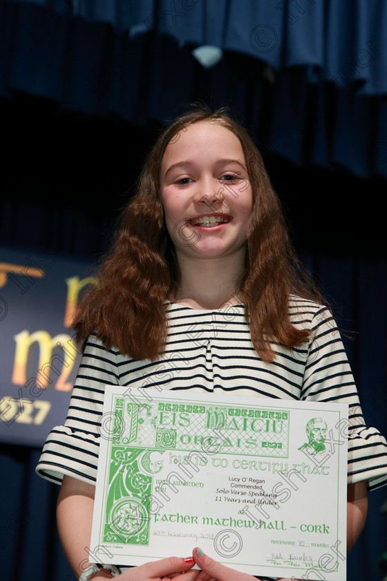 Feis20022018Tue38 
 38
Commended Lucy O’Regan from Cloyne.
 Speech and Drama Class: 364: Girls 11 Years and Under Section 1 Feis Maitiú 92nd Festival held in Fr. Mathew Hall. EEjob 20/02/2018 Picture: Gerard Bonus.