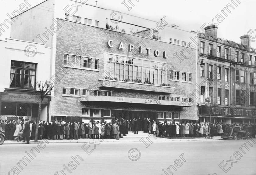 660128 
 Queueing at the Capitol Cinema Cork City , 07/04/47 
1947 . 
ref no 243d 
pic for ECHO