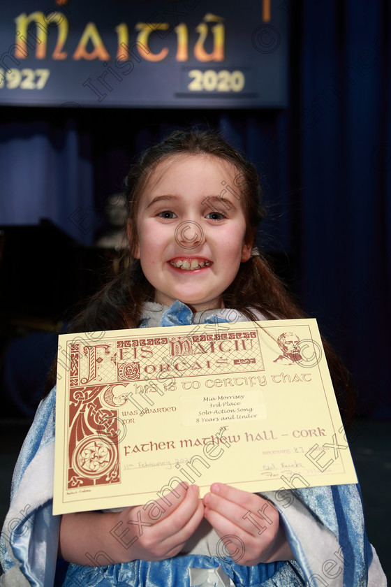 Feis11022020Tues46 
 46
Third Place: Mia Morrissey from Silversprings

Class: 115: “The Michael O’Callaghan Memorial Perpetual Cup” Solo Action Song 8 Years and Under

Feis20: Feis Maitiú festival held in Father Mathew Hall: EEjob: 11/02/2020: Picture: Ger Bonus.