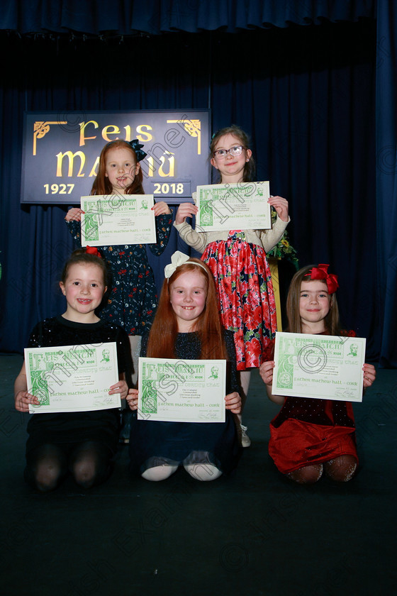 Feis11032018Sun69 
 69
Commended Ruby McSweeney, Ellie O’Callaghan, Emily Strzelczyk, Hettie Hough and Ruth Ní Chiaoimh. Speech and Drama Class: 368: Solo Verse Speaking Girls 7 Years and Under Section 5 Feis Maitiú 92nd Festival held in Fr. Mathew Hall. EEjob 10/03/2018 Picture: Gerard Bonus.