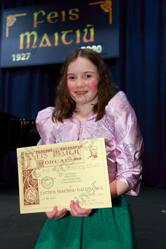 Feis10022020Mon52 
 52
Third Place for Lily Bergin from Kilbrittain

Class:114: “The Henry O’Callaghan Memorial Perpetual Cup” Solo Action Song 10 Years and Under

Feis20: Feis Maitiú festival held in Father Mathew Hall: EEjob: 10/02/2020: Picture: Ger Bonus.